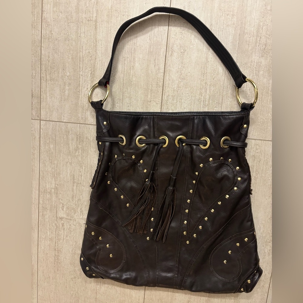 Bulga Chocolate Brown Large Leather Shoulder Bag